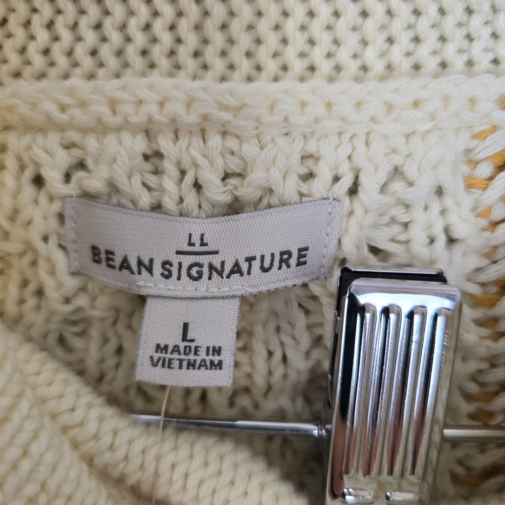 NWT L.L. Bean Signature Womens Cotton Cowl Neck Sweater Size‎ L Fisherman Cozy - Picture 7 of 13